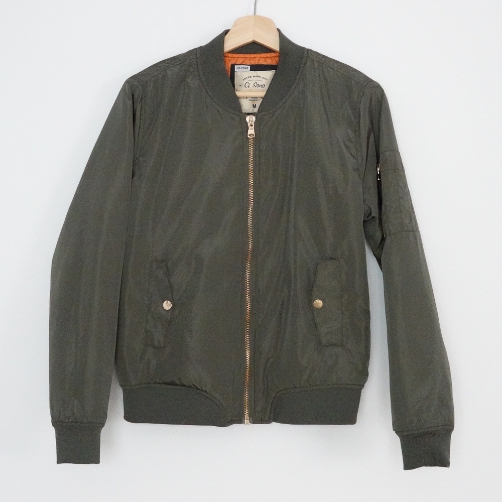 Khaki /Olive Green Bomber Jacket - Size Medium